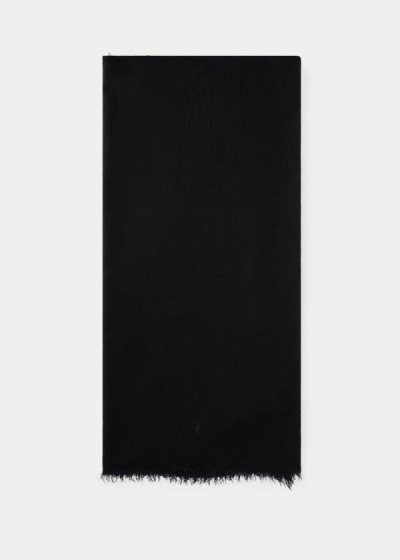 Bufandas Polo Ralph Lauren Mujer Negros - Frayed - NCLYZ2397